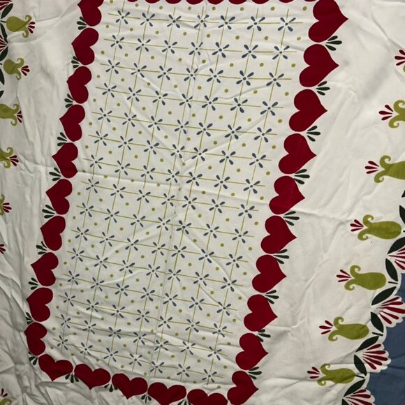 Pennsylvania Dutch Folk Art GUild vintage painted card table sized table cloth - Picture 4 of 4